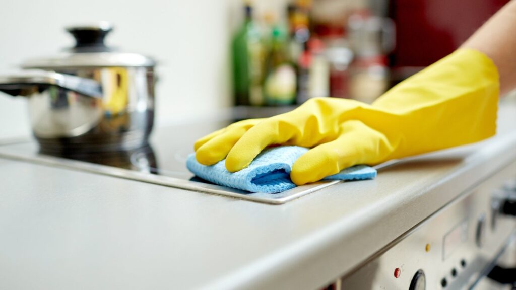 cleaning kitchen